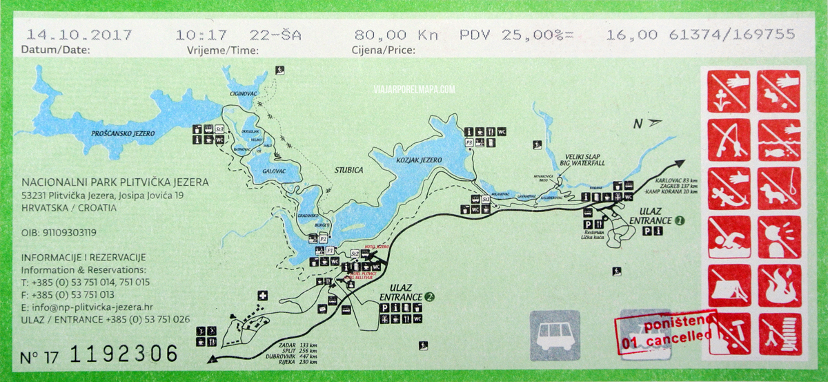 visita lagos Plitvice mapa